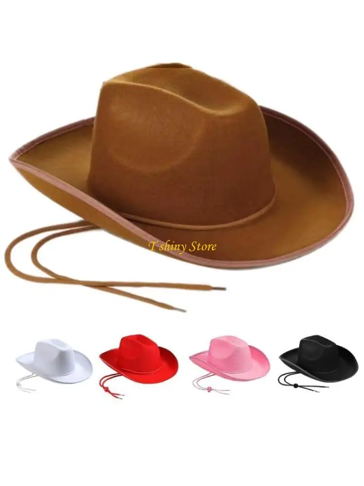 

N58F Ковбойская шляпа унисекс в стиле ретро в стиле вестерн Шляпа с большими полями Шляпы Fedora Фетровая ковбойская джазовая