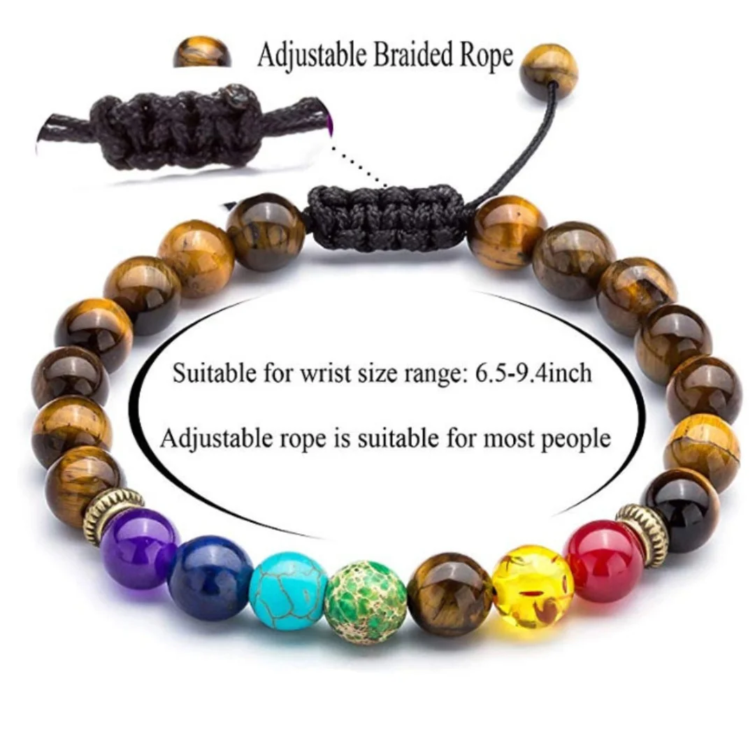 Chakra Bracelets for Women Rock 7 Chakras Crystals and Healing Stones Bracelets 8mm Crystal Bracelets Yoga Beaded Bracelets