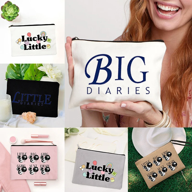 Little Diaries Print Cosmetic Pouch School Stationery Supplies Bags Travel Makeup Bag Professional Nail Case Sanitary Pad Pouch