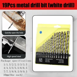 19 Pcs Drill Bit Set M35 Cobalt Round Straight Handle Metric Drill bit Set 1mm-10mm Drill Bits Suitable for Cast Iron, Copper,