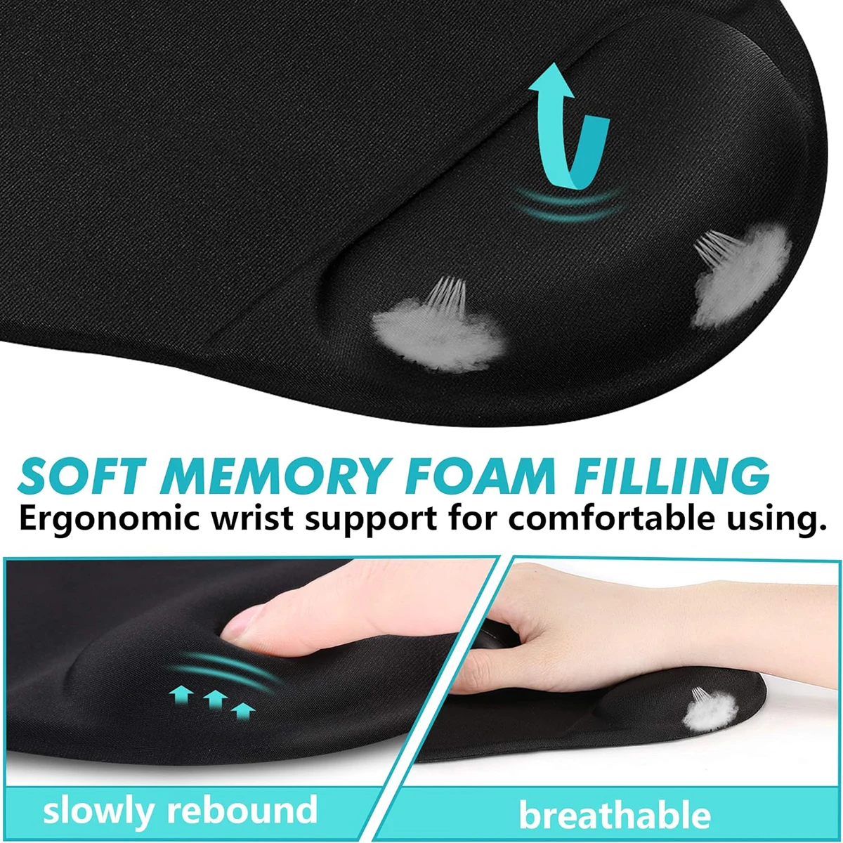 2 Piece Set Keyboard And Mouse Pad Wrist Rest, Silky Gel Memory Foam Wrist Rest for Computer Keyboard, Mouse, Ergonomic Design