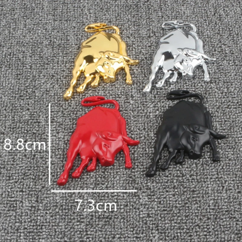 4 Color Metal Stainless Animal Car Accessories Badge Fight Bull Fly Horse for Ferrari Lamborghini Emblem 3D Sticker Decoration