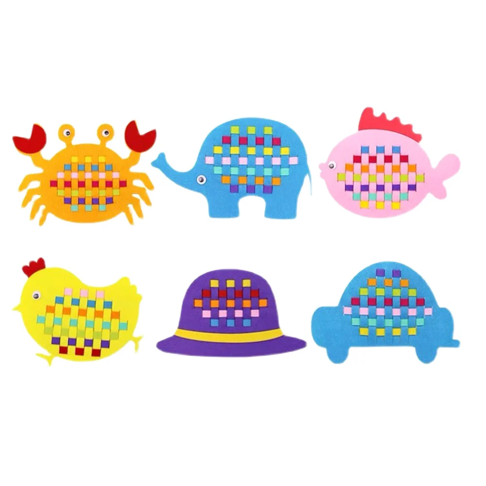 

6pcs Non Woven Fabric Weaving Kids Early Learning Hand Eye Coordination Development Cartoon Diy Plaything Kindergarten Teaching
