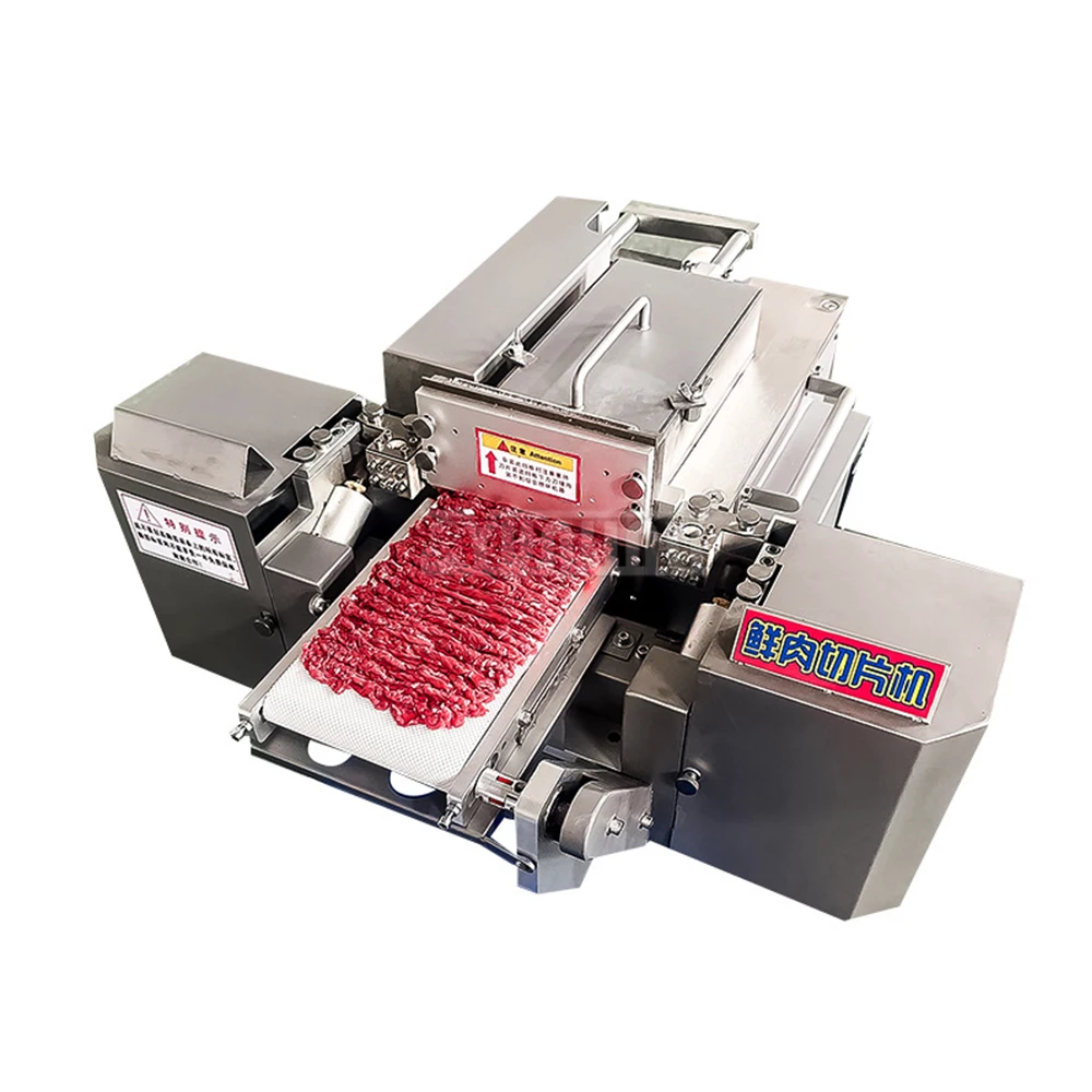 آلة تقطيع لحم البقر ولحم الضأن الطازج الأوتوماتيكية التجارية آلة تجهيز أغذية المطبخ للحوم المقطعة الطازجة