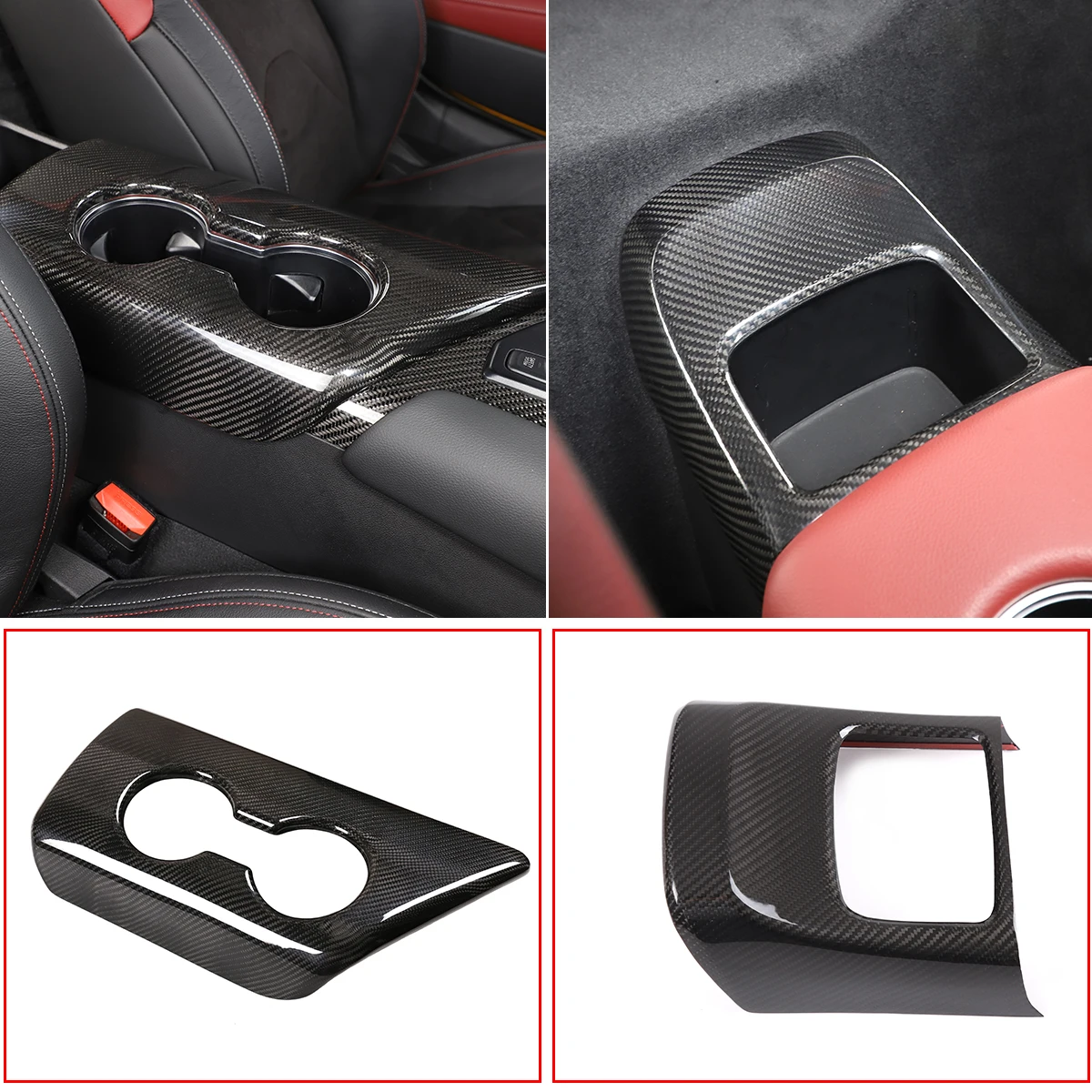 

For Toyota GR Supra A90 2019-2024 Real Carbon Fiber Car Central Control Armrest Box Storage Cover Trim Sticker Car Accessories