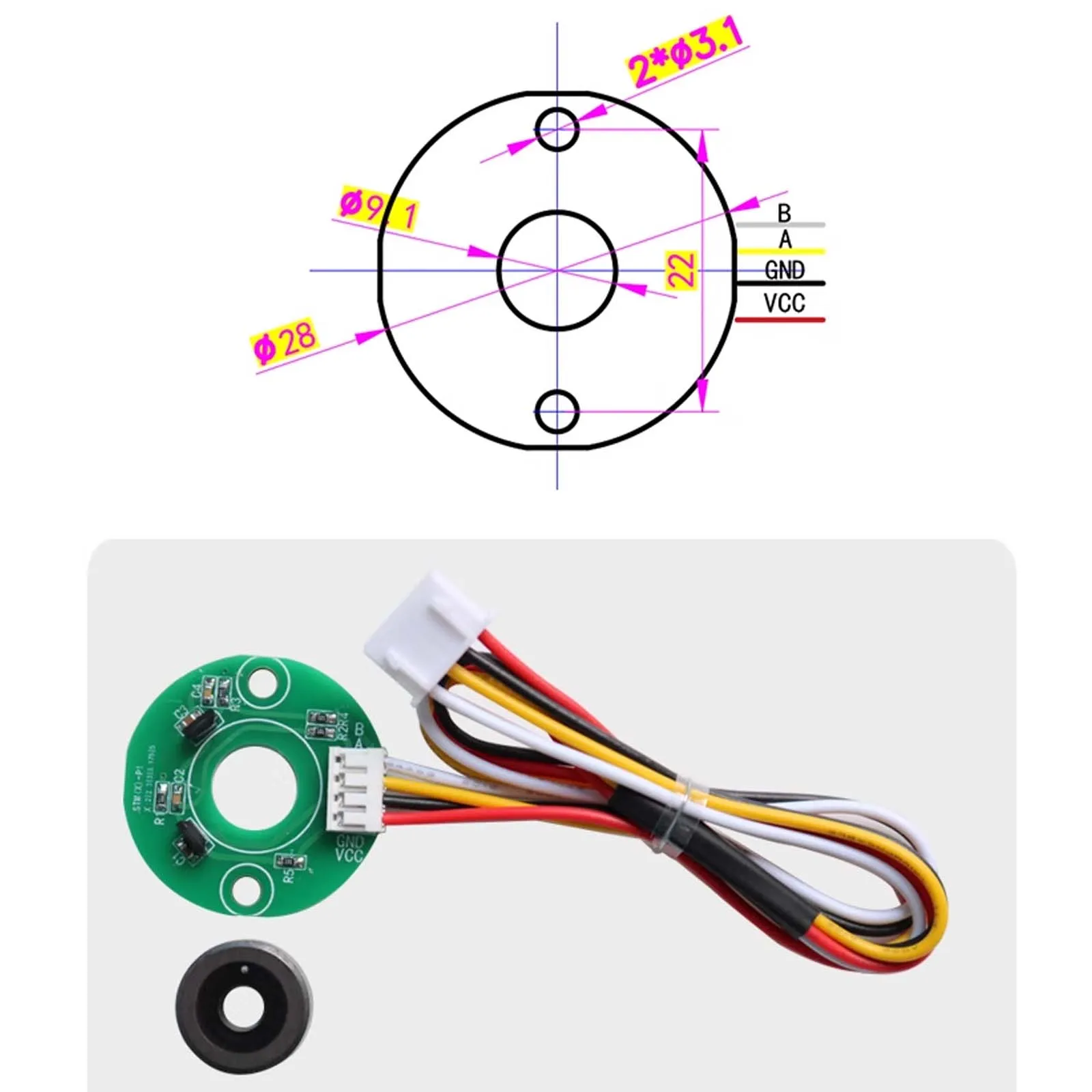 Hall Encoder AB Phase Orthogonal STM5-P1 Speed Measurement Brushless Motor Rotation Magnetic Sensor