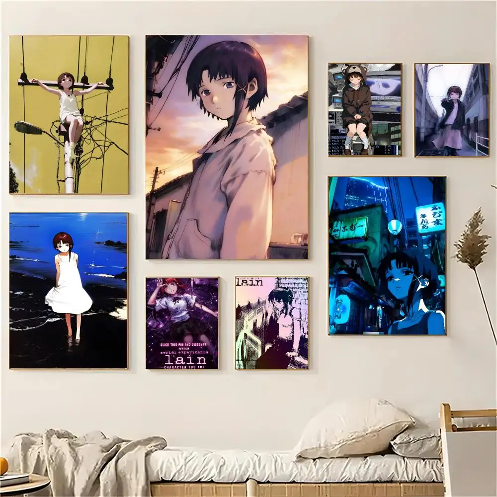 Serial Experiments Lain anime Poster Self-adhesive Advanced Aesthetic Printing Paper Wall Art for Living Room Home Decor