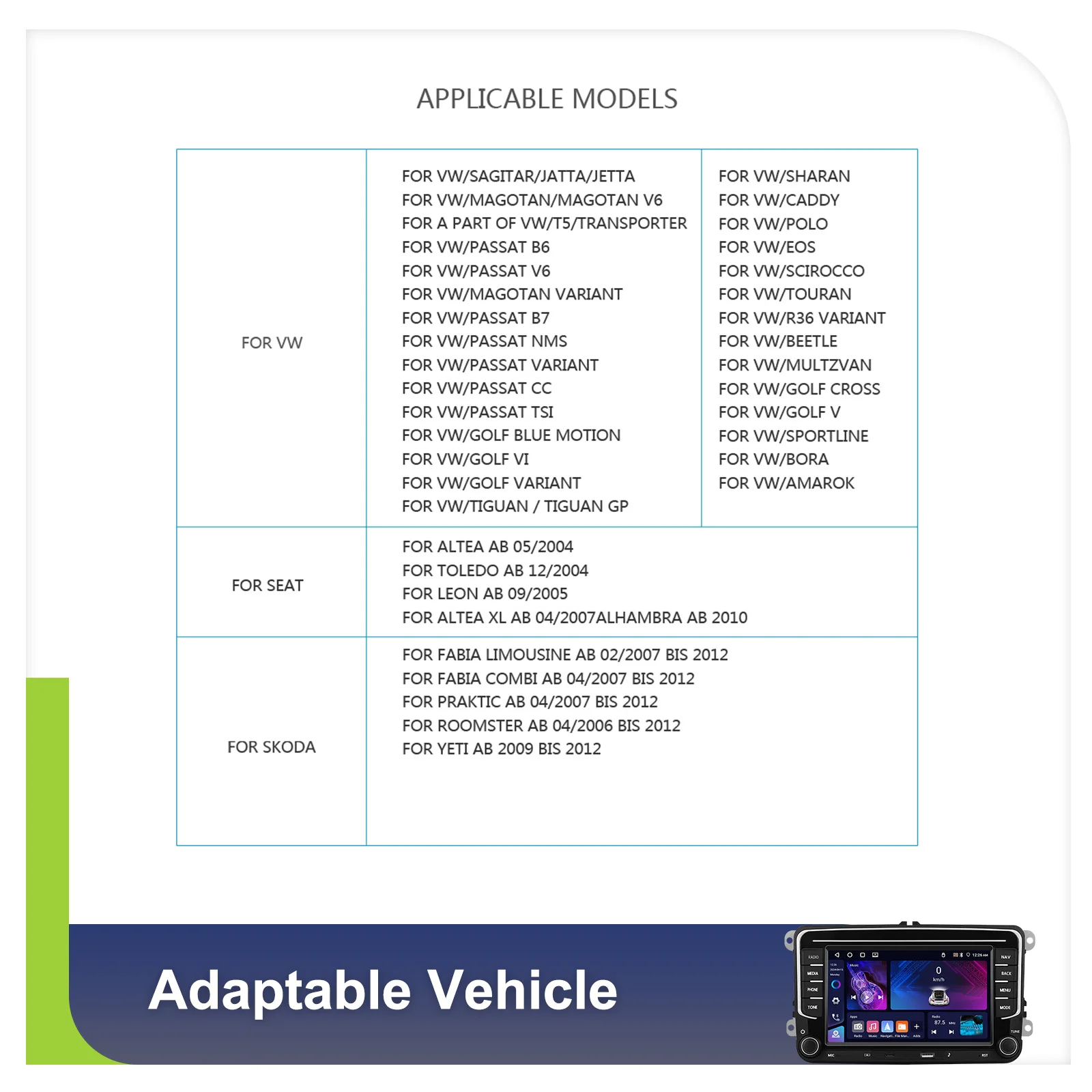 راديو سيارة 7 بوصة لفولكس فاجن ، باسات ، جولف ، علبة ، بولو ، مشغل وسائط متعددة ، مشغل سيارة ، أندرويد تلقائي ، نظام تحديد المواقع ، بلوتوث ، FM ، RDS