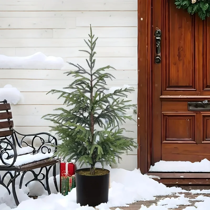 قطعة واحدة من فرع صنوبر نورفولك نابض بالحياة - مثالي لأشجار عيد الميلاد الصغيرة للمطبخ والديكور الخارجي نبات صناعي واقعي للداخل #2
