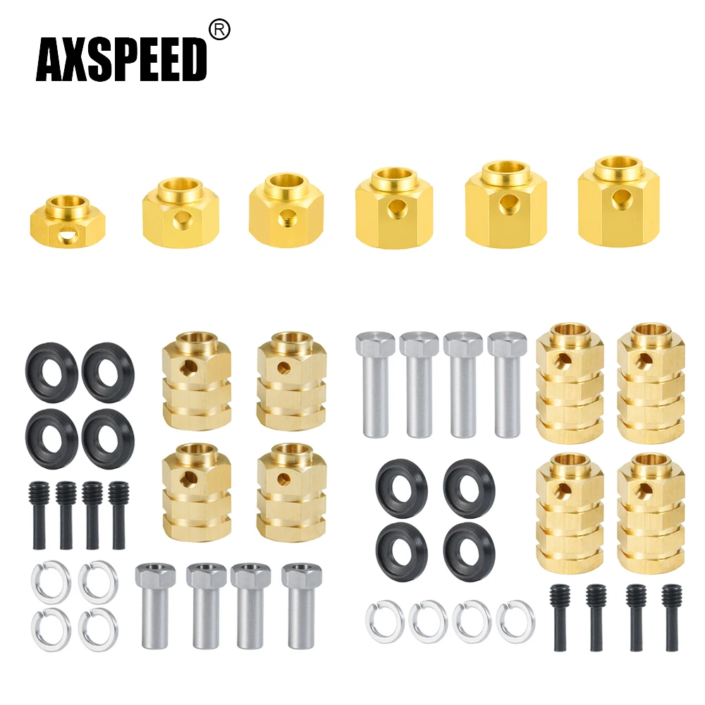 AXSPEED 5/8/9/10/11/12/15/20mm Heavy Brass 12mm Wheel Hubs Hex Extended Adapter for TRX-4 TRX-6 1/10 RC Crawler Car Parts