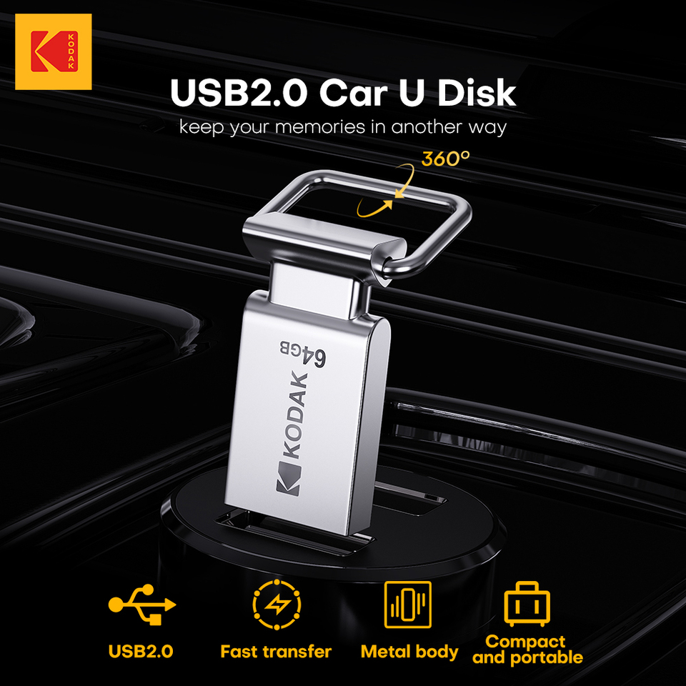  Kodak Pendrive USB 2.0 Car Flash Drive 32GB 64GB 128GB Metal U Disk On Keychain Mini Memory Stick for Smartphone Laptop 