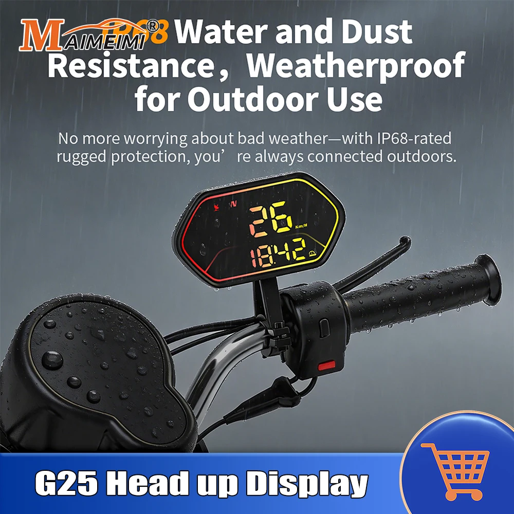 G25 Car Motorcycle GPS Heads Up Display Waterproof Multi-Function HUD Gauge Speed Compass Overspeed Time Alarm Universal Vehicle