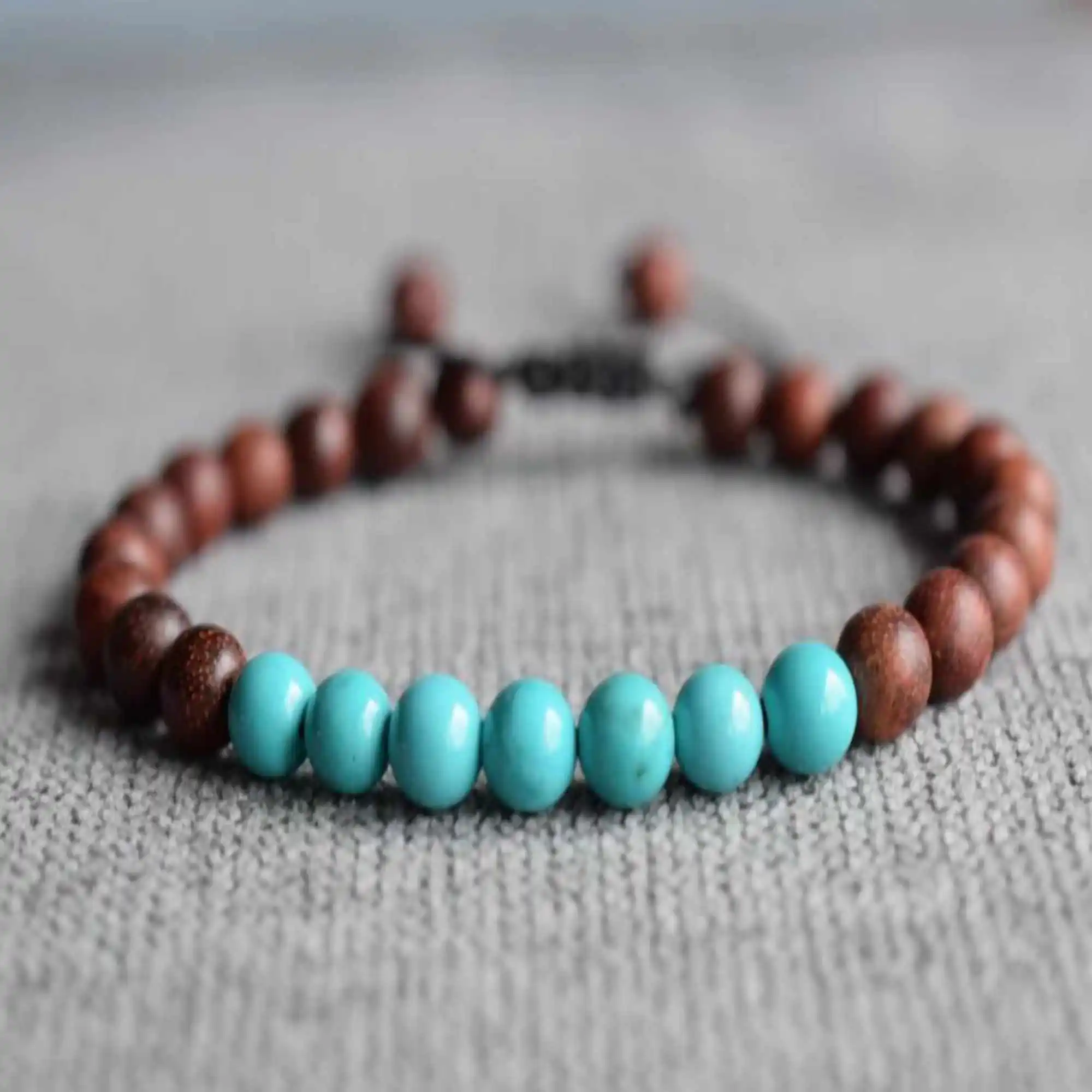 

Natural 6mm Sandalwood blue turquoise mala yoga beads bracelet Wristband Inspiration Energy Diy Fancy Wrist National Style Men