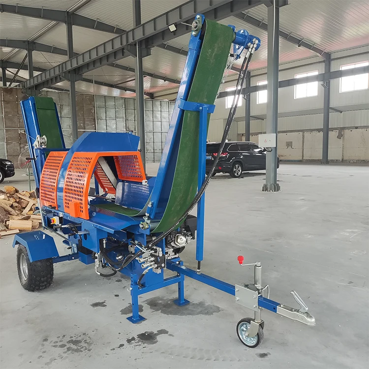 High Output Portable Wood Splitter with Conveyor Belt Heavy Duty Towable Firewood Timber Saw Machine
