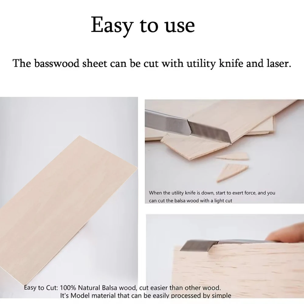 5/10/20pcs Wooden Board Model Unfinished Boards for Aircraft Molding Boats Architectural Carving Arts & Crafts DIY Decoration