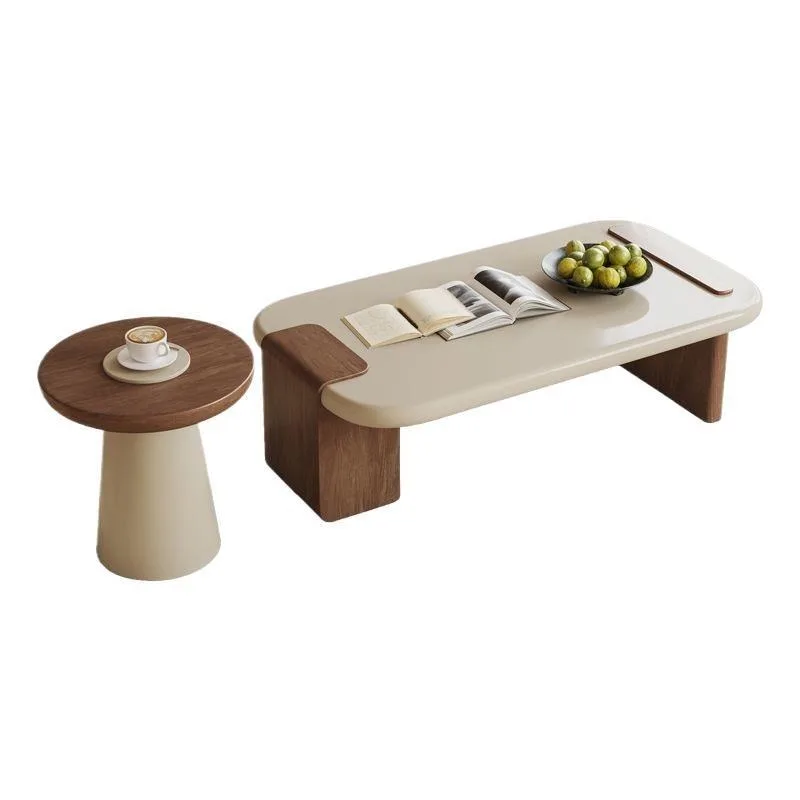 Medieval  coffee table, living room home new small apartment, cream  walnut wabi sandy style art Italian style