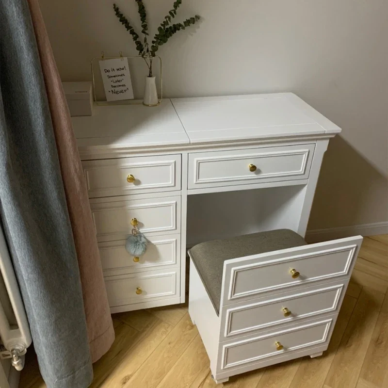 

White Dresser Bedroom Makeup Table with Mirror Makeup Room Multifunctional Storage Dressing Table
