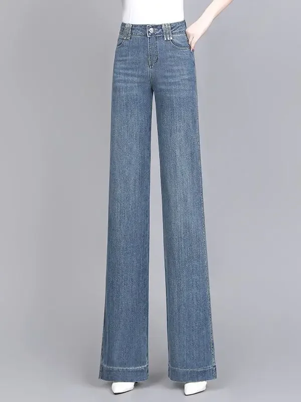 

Spring and Summer Fashion New Women's Jeans Commuting High Waisted Straight Leg Wide Leg Pants