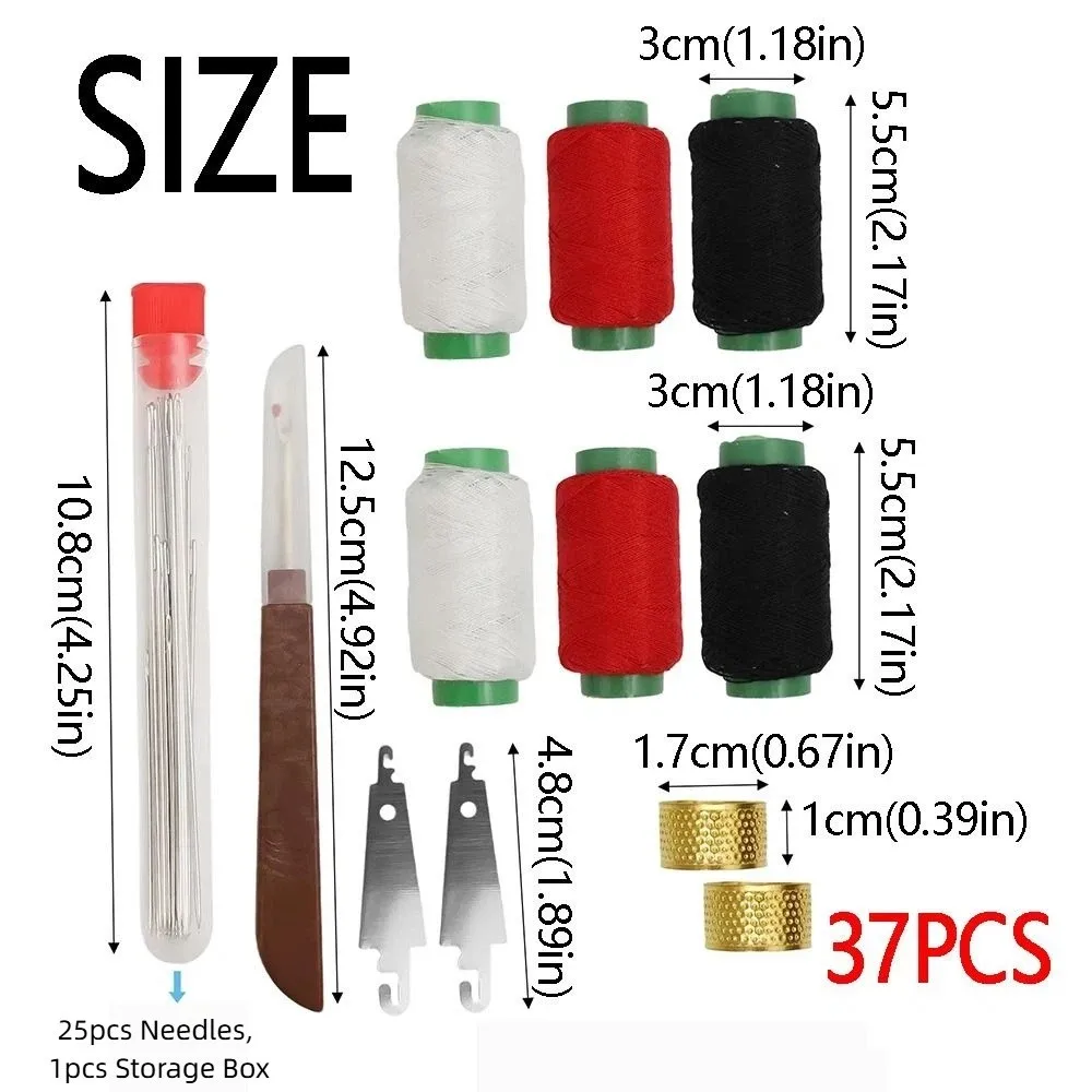 مجموعة إبر الخياطة المصنوعة من الفولاذ المقاوم للصدأ مكونة من 37 قطعة، مجموعة أدوات خياطة محمولة كبيرة الحجم لتوفير مساحة تخزين مدمجة #6