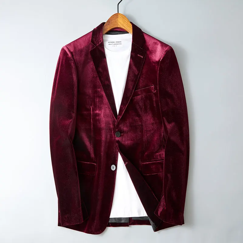 

Мужской пиджак из золотистого вельвета, весна-осень 2026, новый, комфортный, однотонный, высококачественный, деловой повседневный блейзер