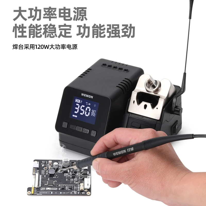 WEMON T210 estação de solda inteligente com display digital de alta potência e temperatura constante com 3 peças de pontas de ferro de solda C210