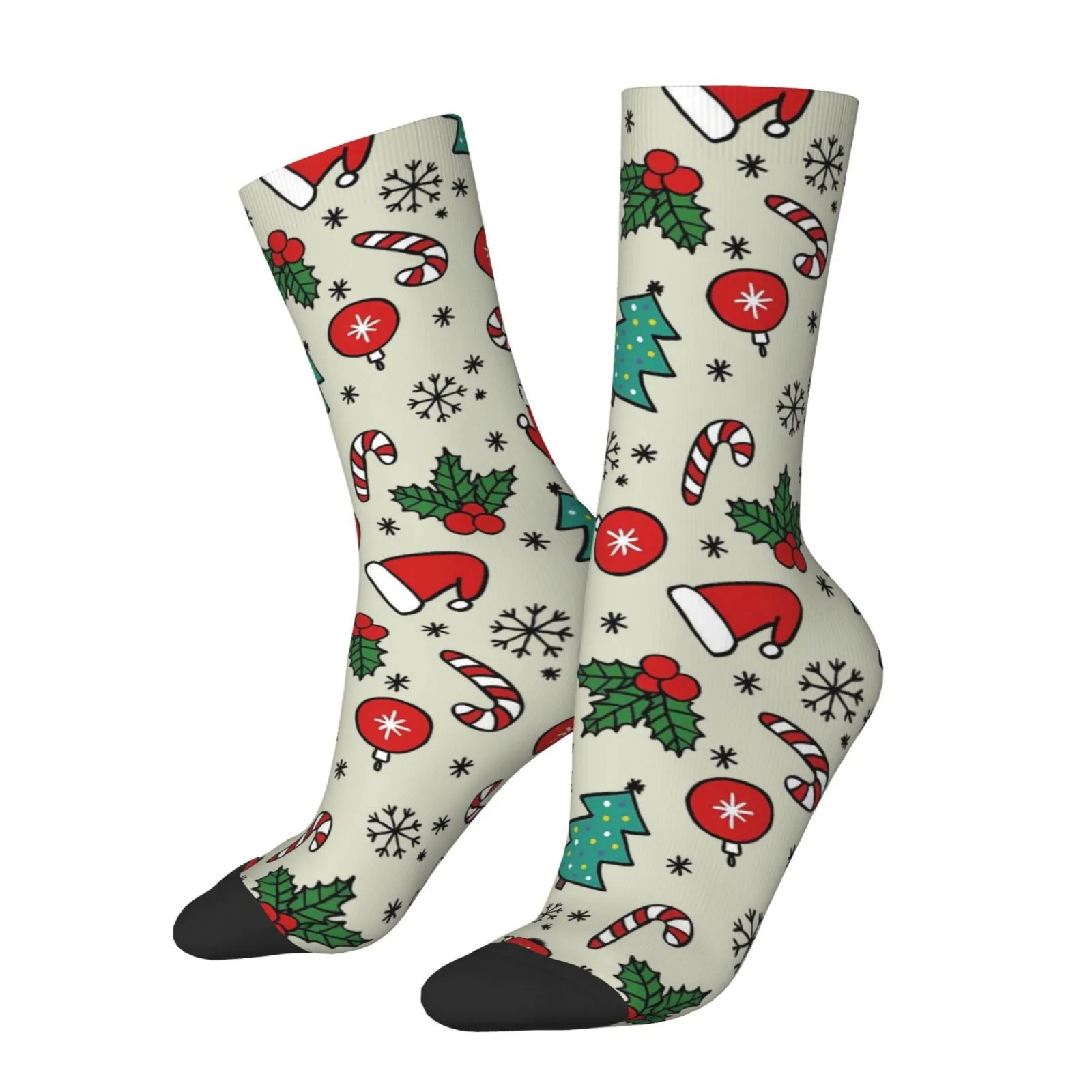 Christmas Themed Novelty Crew Socks 1 Pair for Men Women Durable All Season Casual Print Socks