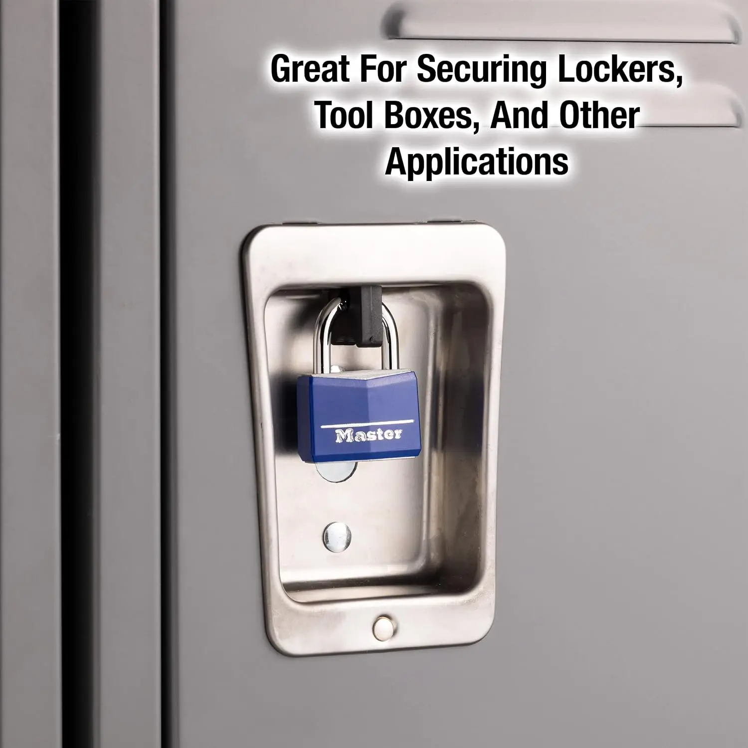 

Blue Vinyl Covered Aluminum Keyed Padlock, Small Lock for Gym or School Locker, Indoor and Outdoor Use, 142DCM