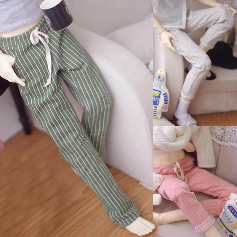 

D03-P648 children toy BJD DD SD MSD 1/4 1/6 1/3 doll's clothes green pink Leisure striped pants 1pcs