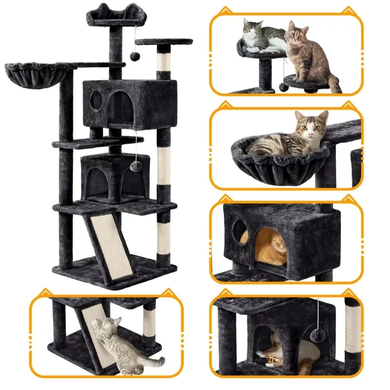 Imagem -03 - Multi-level Cat Tree Tower Poleiros Acolchoados Bolas Penduradas e Arranhões Várias Cores 57