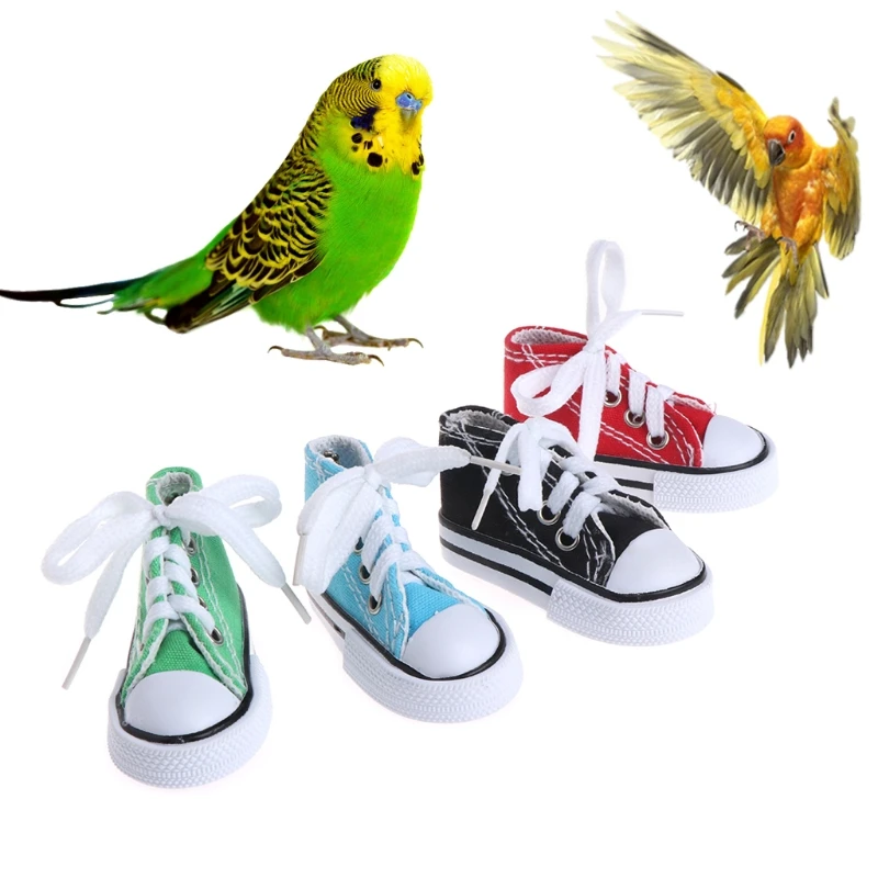 Bird Parrot Play Toys Birds Toys Mini Canvas Shoes Bite Decoration Hanging Cage Fun Craft Parrot Accessories Pet Items