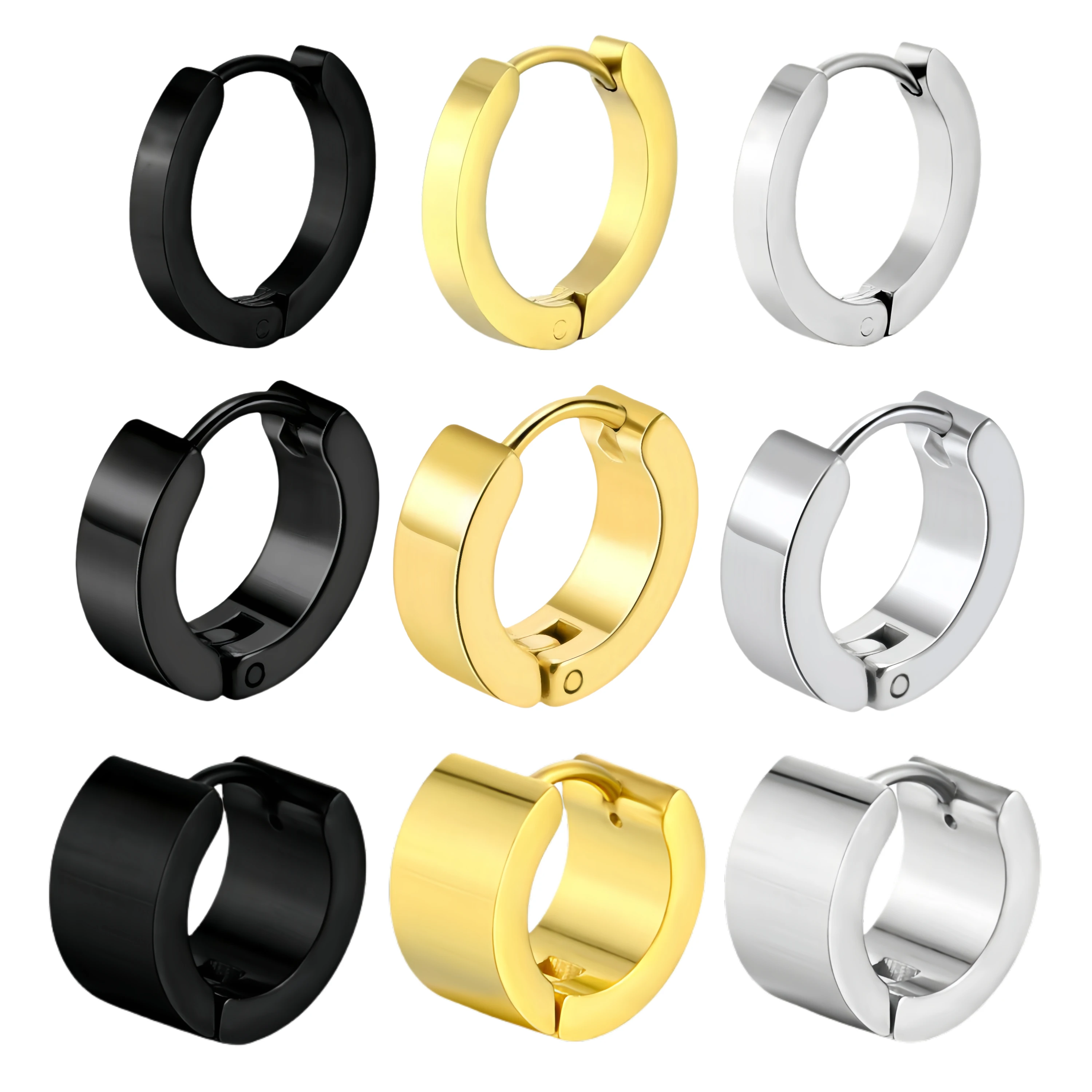Neuer 202-Trend für Herren, Edelstahl, Piercing-Creolen, Ohrringe, Damen, poliert, minimalistisch, kleiner Schmuck, Y2k-Zubehör, Breite 3/4/7 mm