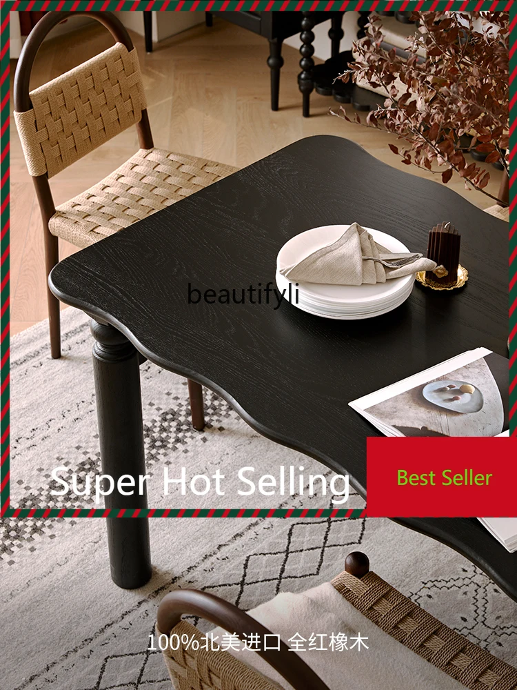 

G1218 Solid Wood Dining Table Small Apartment Home French Retro Dining Table Restaurant Large Board Table Desk