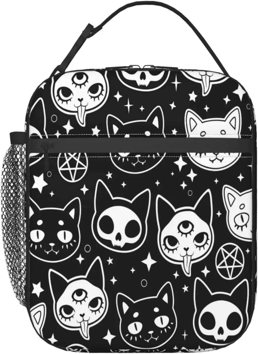 Sac à lunch isotherme Goth Cat pour hommes et femmes, boîte à lunch pour le bureau, le voyage, le sac fourre-tout pour le repas d'Halloween