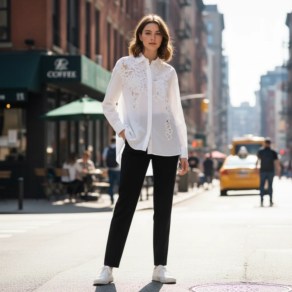 

26 100%COTTON Shirt Elegant Workwear Tunic Blouse Women's Ruffle Collar Shirt Office Long Sleeve Blouse AH01620