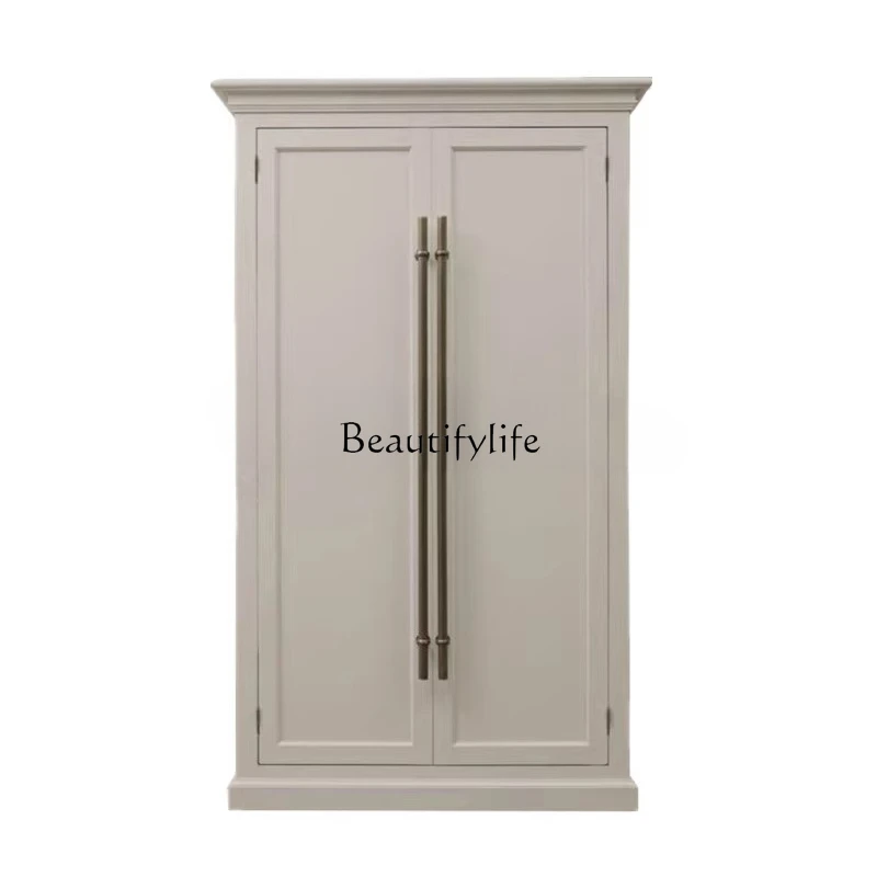 

American Country Solid Wood Double Four Door Integral Coat Cabinet Customized Bedroom Wardrobe Locker