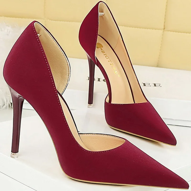 New Women 11cm High Heels Wine Red Green Pumps Plus Size 34-43 Stripper Evening Orange Heels Lady Wedding Bridal Scarpins Shoes