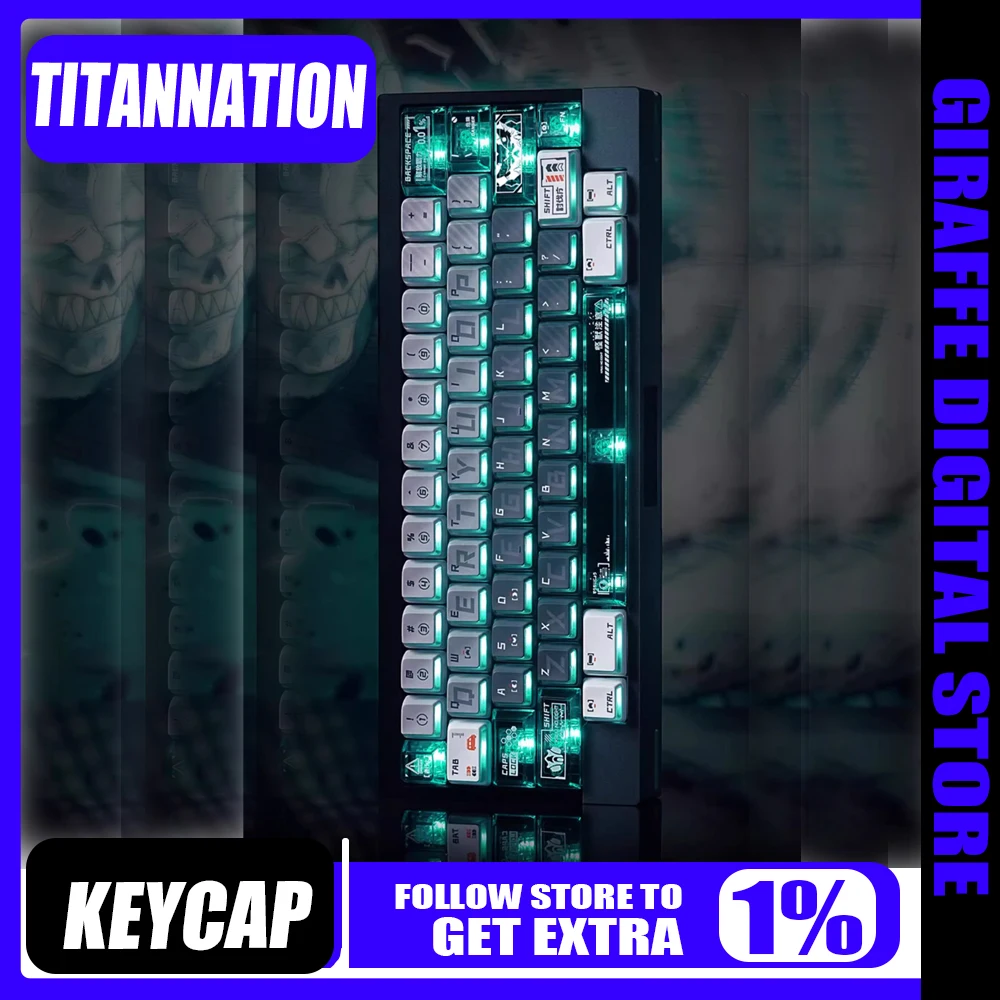 

Monster8 TitanNation Keycap Nuclear Power Height PC Supplement Transparent Keycap Anime Peripheral Customized Keyboard Gift