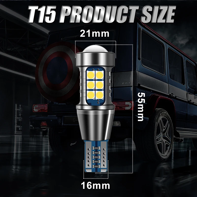 2pcs W16W T15 921 LED Bulbs Canbus Car Light Super Bright High Power 3030SMD No Error For Tail Signal Lamp Backup Reserve Lights