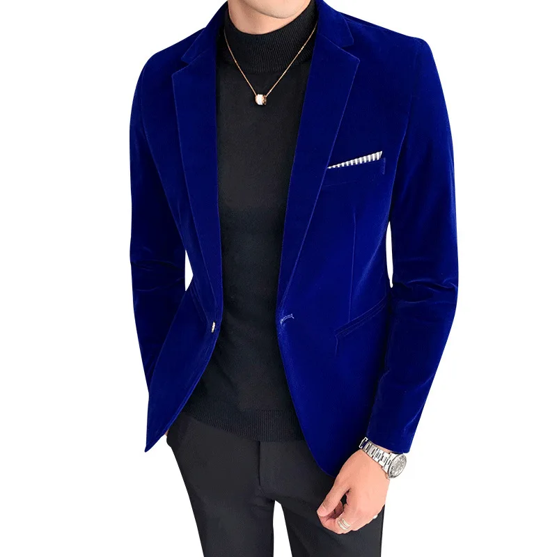 

2024 Autumn Velvet Wedding Dress Coat Mens Blazer Jacket Fashion Casual Suit Jacket Stage DJ Men's Business Blazers Costume 5XL