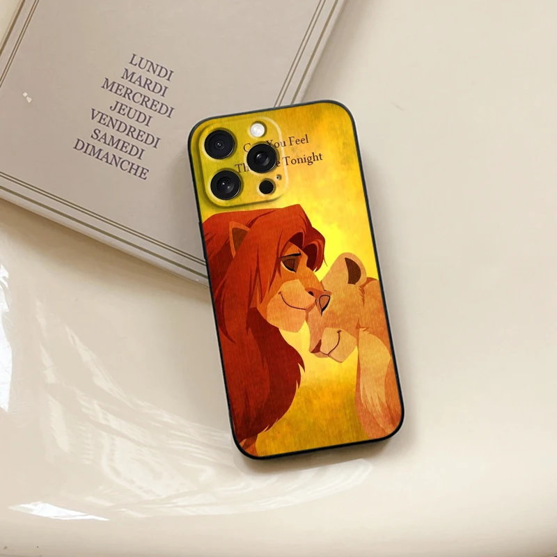 Disney Cartoon The Lion King For Apple iPhone 16 15 14 13 12 11 XS XR X Pro Max Plus Mini Black Cover Phone Case