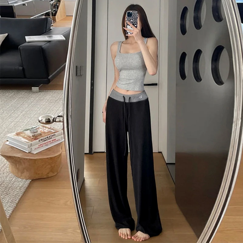 

Women's Knit Yoga Pants-High Waisted Wide Leg Sweatpants with Drawstring Stretch Athletic Lounge Pants Buttery Soft for Women