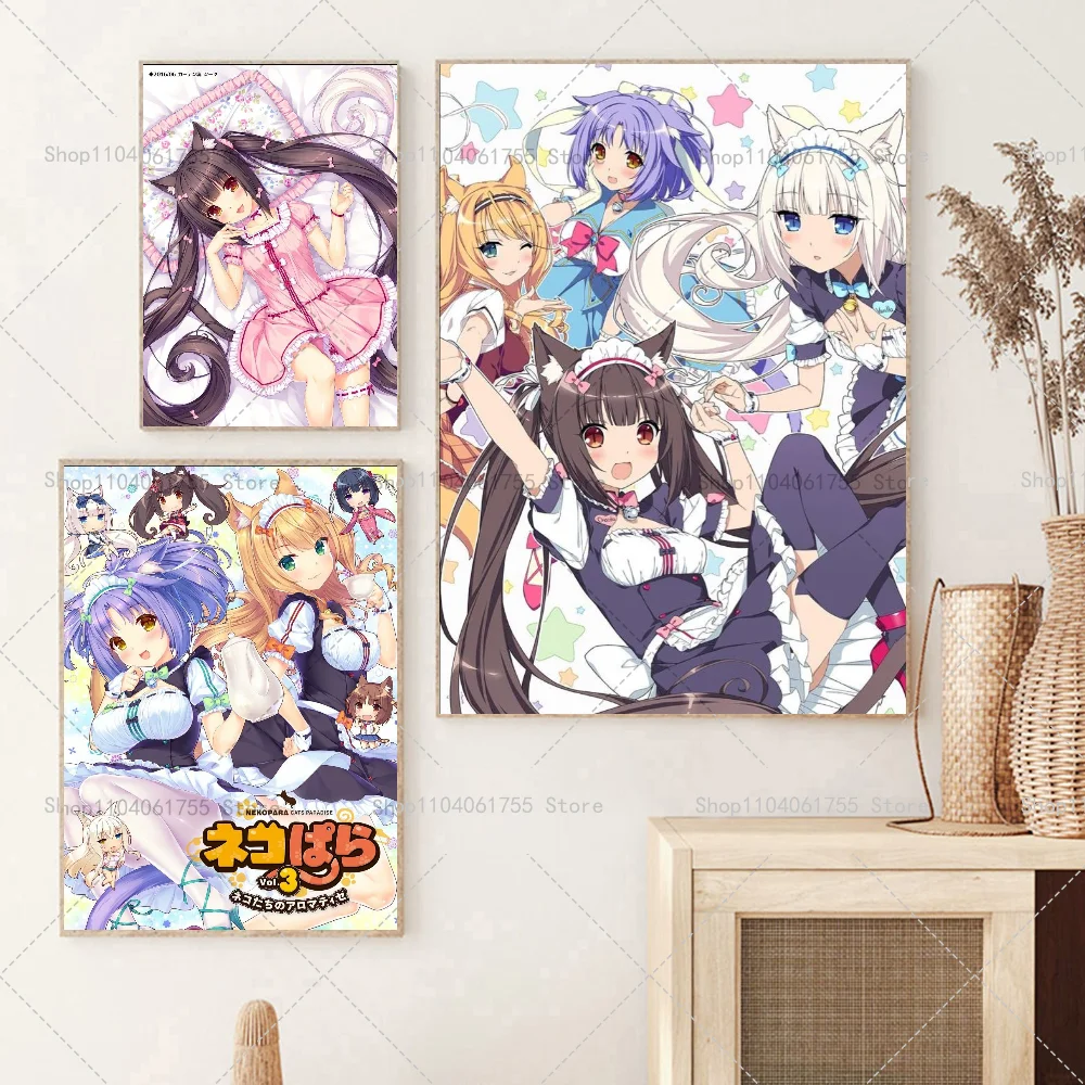 1PC Nekopara Anime Classic Anime Poster Self-adhesive Art Waterproof Paper Sticker Coffee House Bar Room Wall Decor