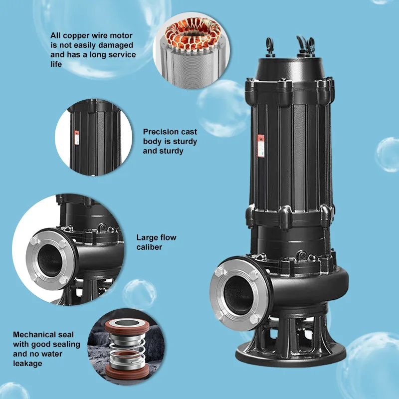 Cast iron submersible centrifugal sewage pump with cutting machine sewage lifting pump, customizable for wastewater projects
