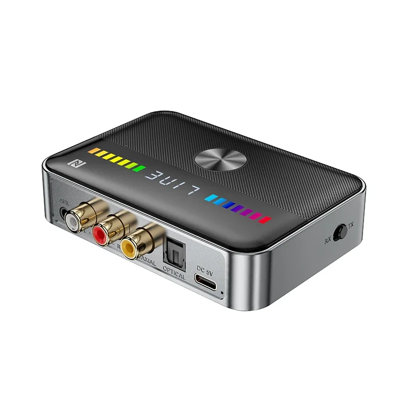 

DAC NFC Bluetooth 5.3 Receiver Transmitter Digital to Analog Converter RGB Light USB 3.5MM AUX RCA Coaxial Optical Audio Adapter