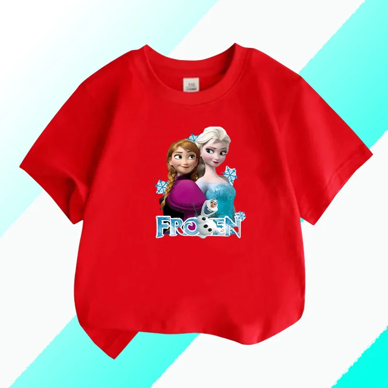 Anime Frozen Kids Clothes Summer The Snow Queen Print Soft T-shirts Boys Girls Fashion Outfits Sets Children Gift Clothing