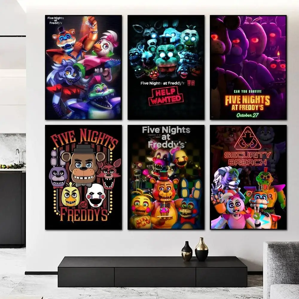 Anime F-F-Fnaf Five-nights-At-Freddys   Poster and Prints Wall Art Pictures for Modern Bedroom Game Room Home Decor