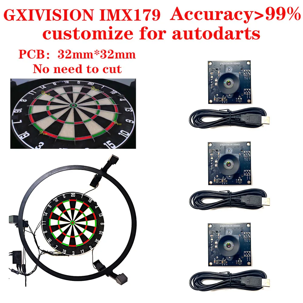 

GXIVISION IMX179 8MP Autodarts Camera 2M Cable Recognition rate exceeds 99% Large depth of field camera module