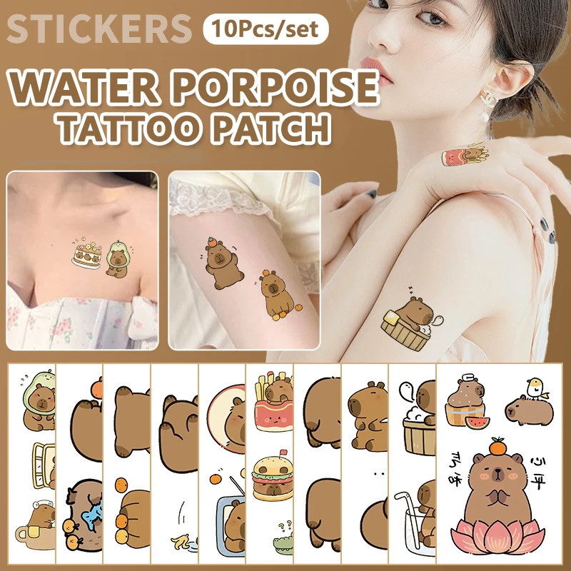 10 Sheets Capybara Temporary Tattoo Stickers For Kids Capybara Birthday Party Supplies Decorations Fake Tattoos Party Favors