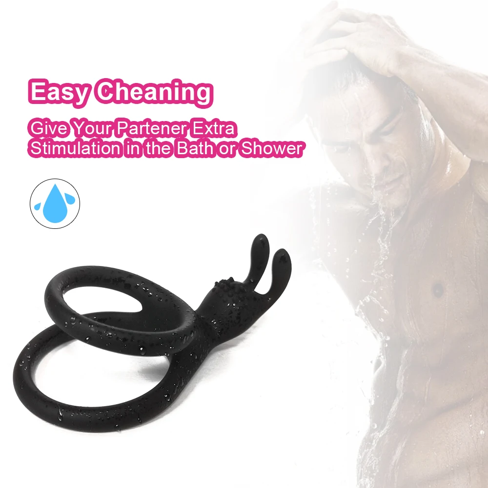 2 In 1 Men's Silicone Penis Ring Clitoris Stimulator Cock Ring Ejaculation Delay Penisring Erection Ring for Men Couples