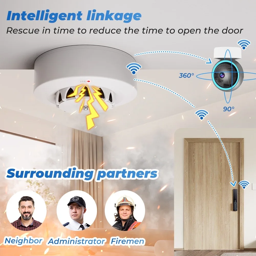 WiFi Smoke Detector Temperature Humidity Sensor Smart Fire Alarm Tuya Smart Life APP Alert Home Security Sensor view 5